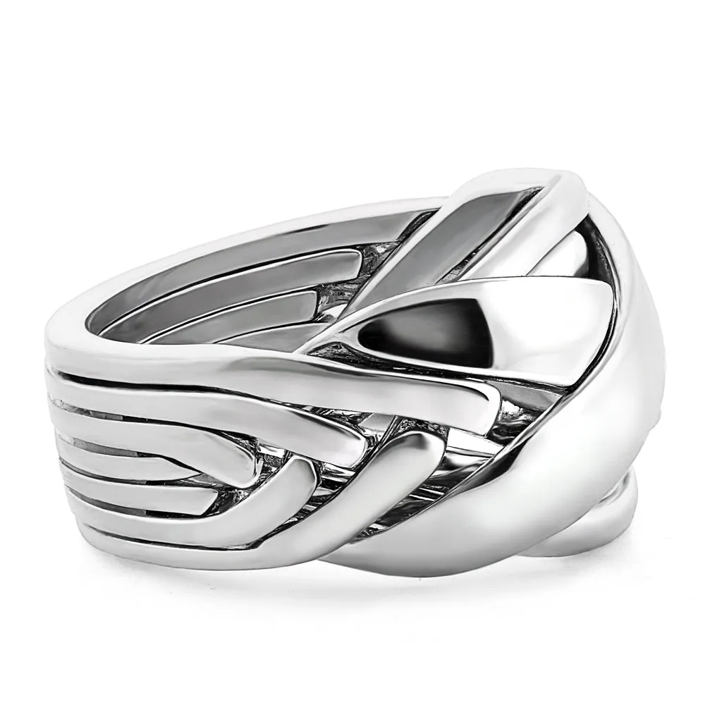 Retired Mens 7 band STERLING SILVER Puzzle Ring 72SM