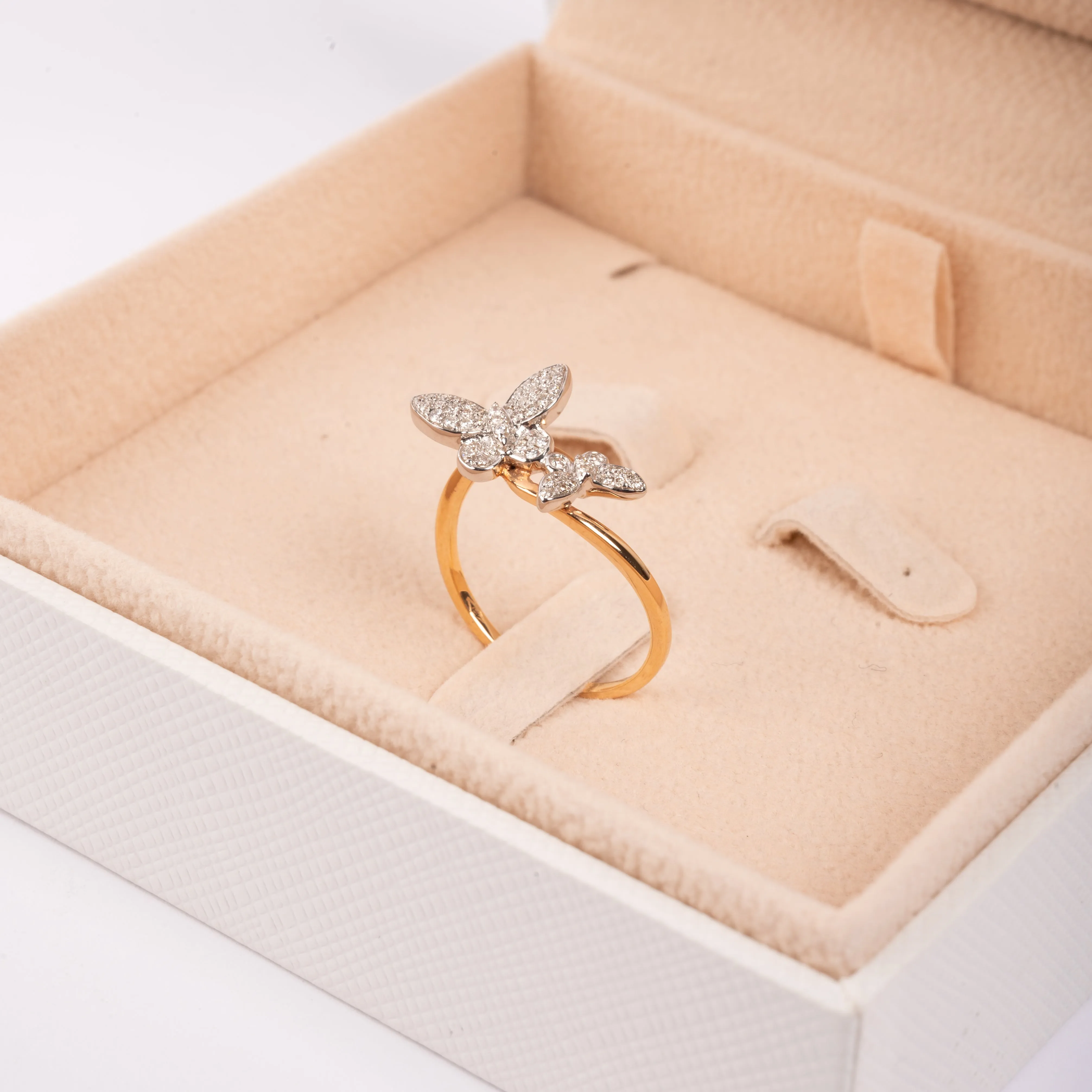Rose Gold Butterfly Duo Diamond Ring