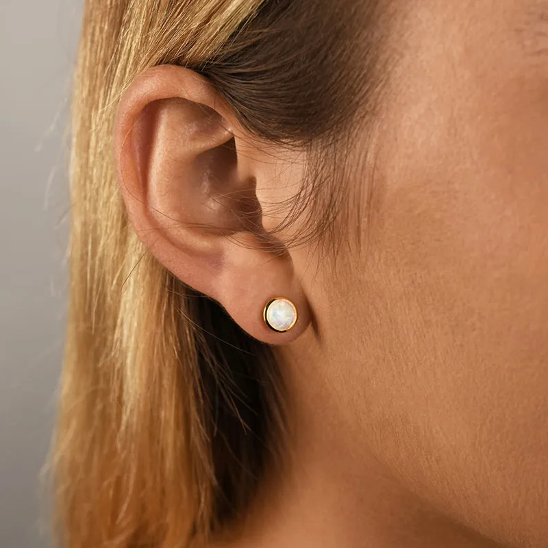 ROUND CZELLINE OPAL STUDS