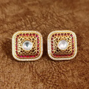 RUBY KUNDAN POLKI & CZ STUDS