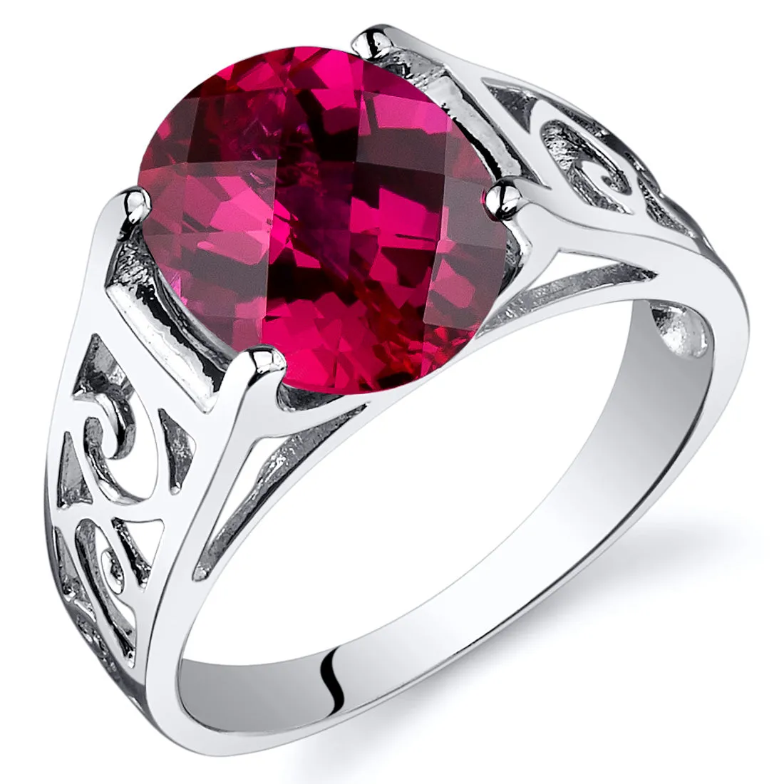 Ruby Oval Cut Sterling Silver Ring Size 5