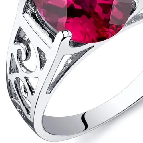 Ruby Oval Cut Sterling Silver Ring Size 5