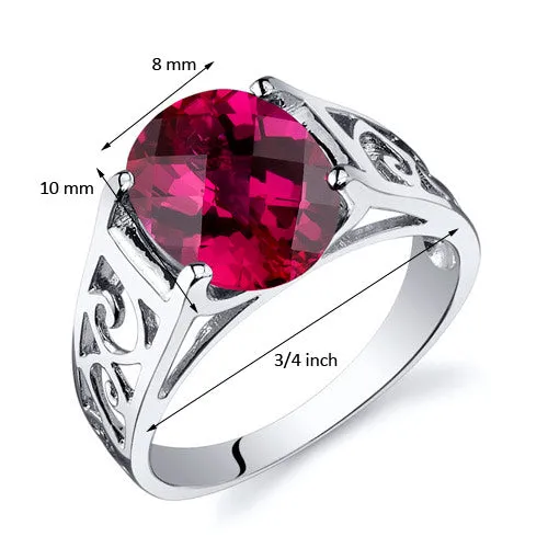 Ruby Oval Cut Sterling Silver Ring Size 5