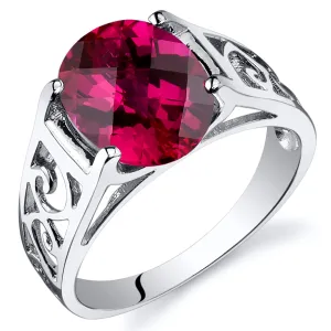Ruby Oval Cut Sterling Silver Ring Size 5
