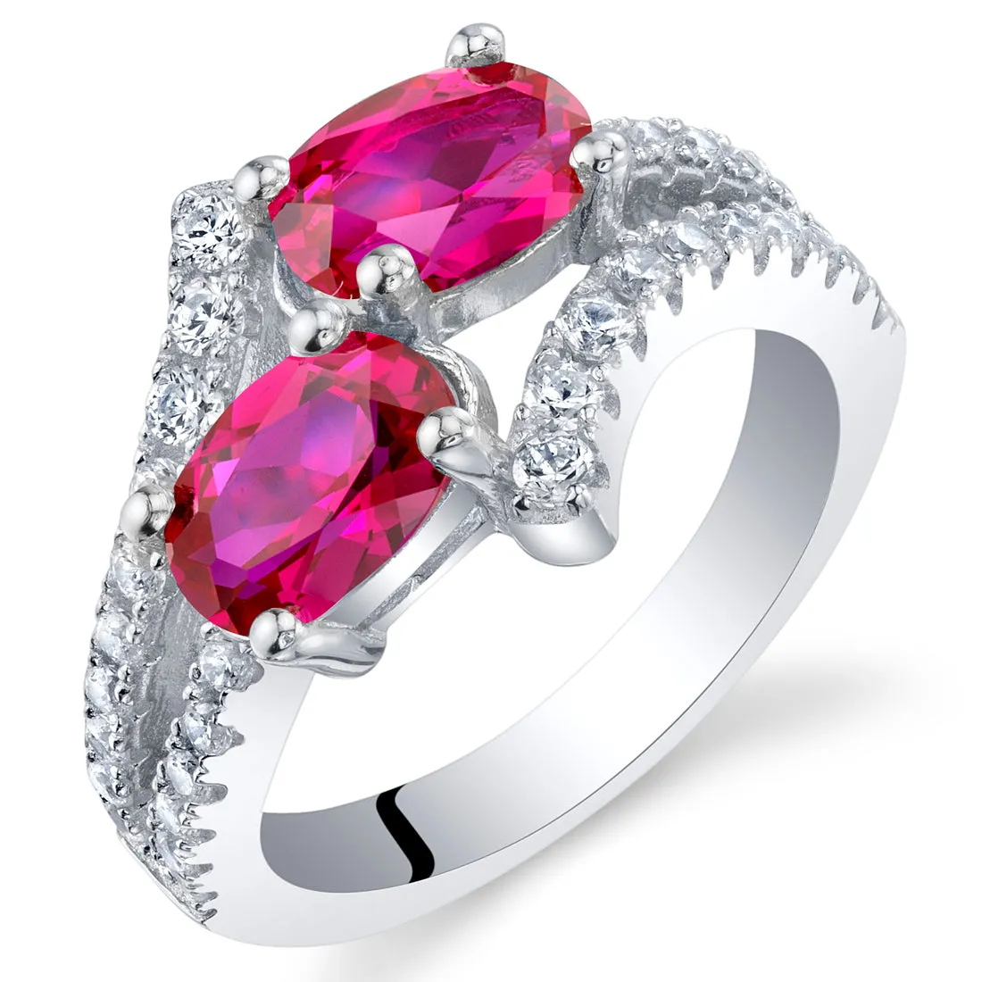 Ruby Oval Cut Sterling Silver Ring Size 8