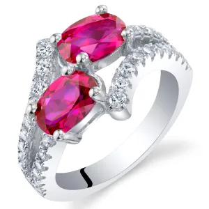 Ruby Oval Cut Sterling Silver Ring Size 8