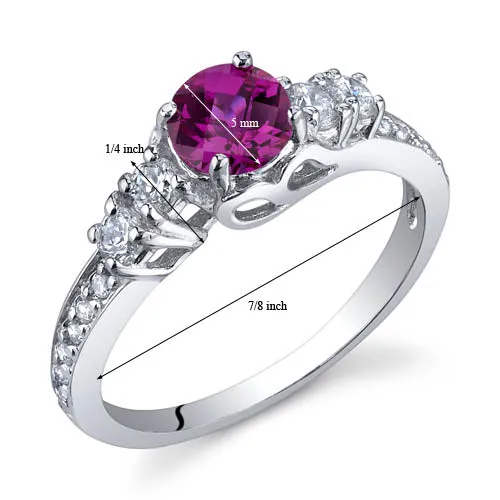Ruby Round Cut Sterling Silver Ring Size 5