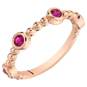 Ruby Round Cut Sterling Silver Ring Size 8