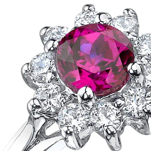 Ruby Round Cut Sterling Silver Ring Size 8