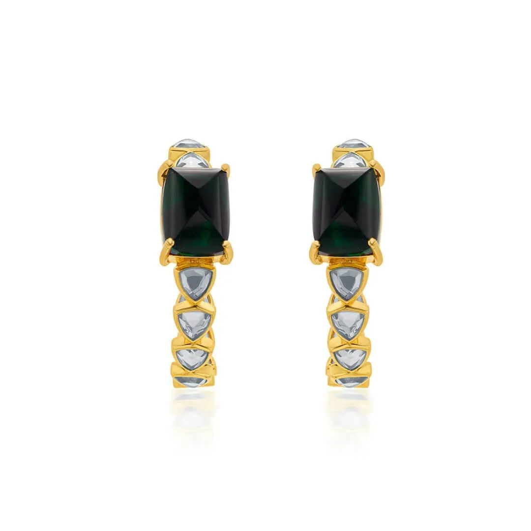 Ruhaniyat Hydro Emerald & Mirror Hoops