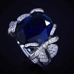 Sapphire Bow Shaped Zircon Ring