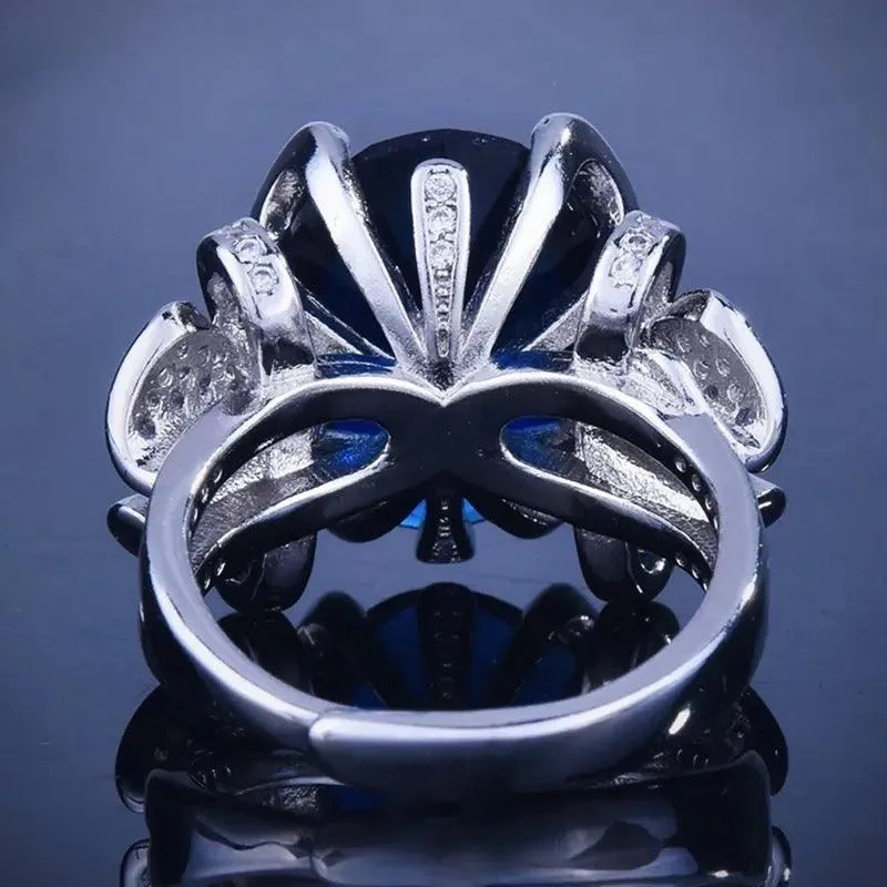 Sapphire Bow Shaped Zircon Ring