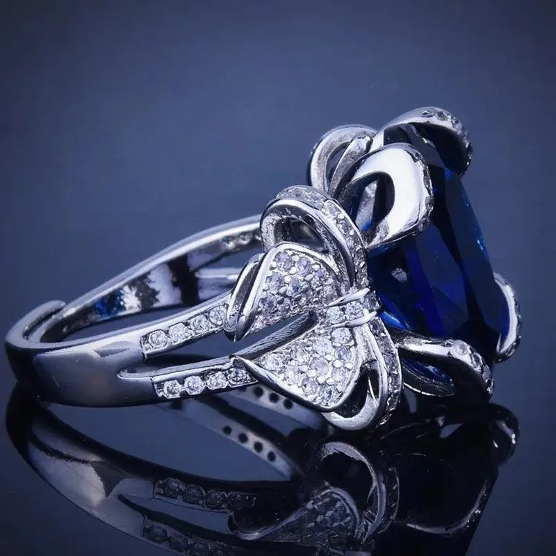 Sapphire Bow Shaped Zircon Ring