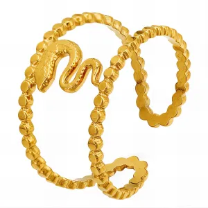 Serpentine Beaded Wrap Ring – 18K Gold-Plated, Adjustable & Hypoallergenic