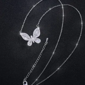 Shimmering Zircon Butterfly Pendant Necklaces