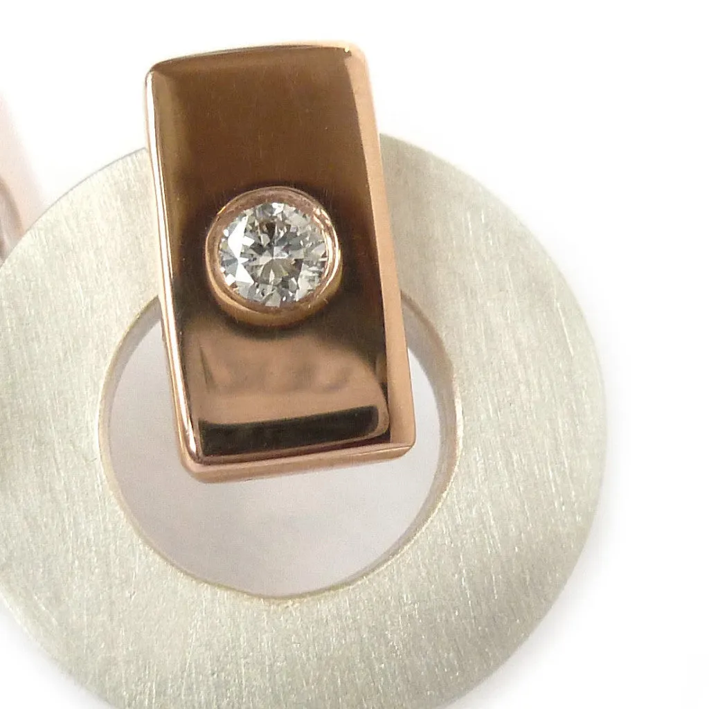 Silver, 18ct rose gold and diamond earrings