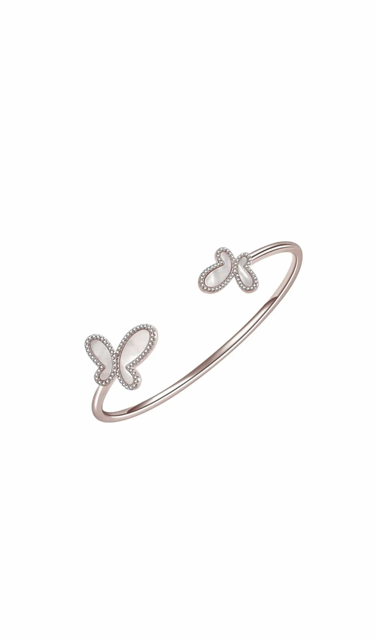 Silver bracelet  with two mother of pearl butterfly