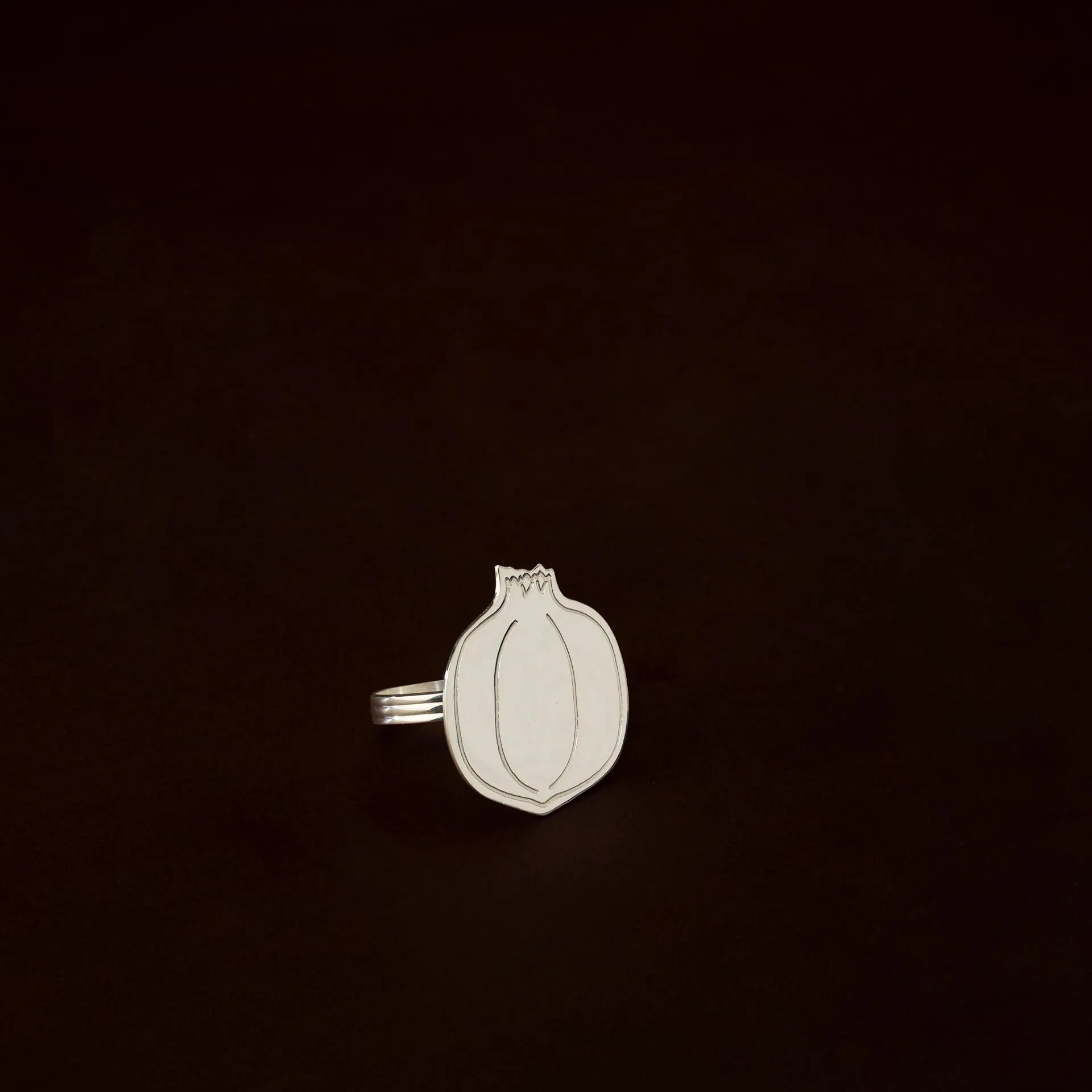 silver brass napkin ring-pomegranate