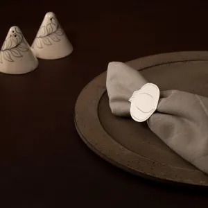 silver brass napkin ring-pomegranate