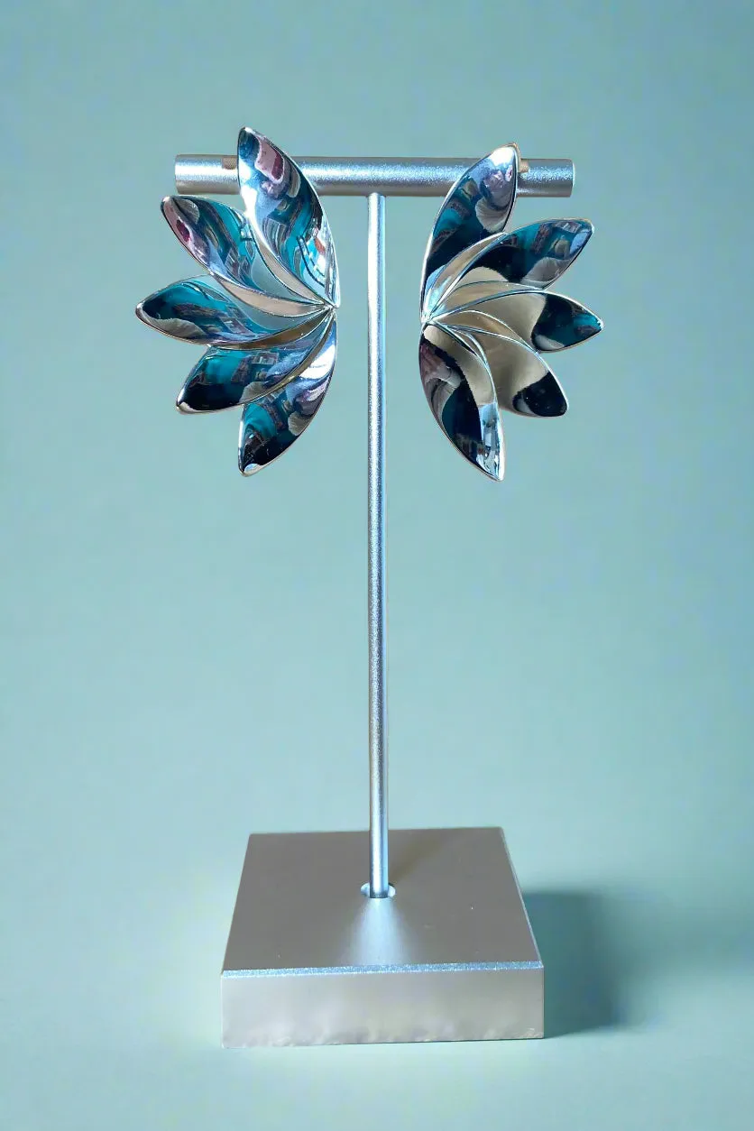 Silver Half Petal Earrings