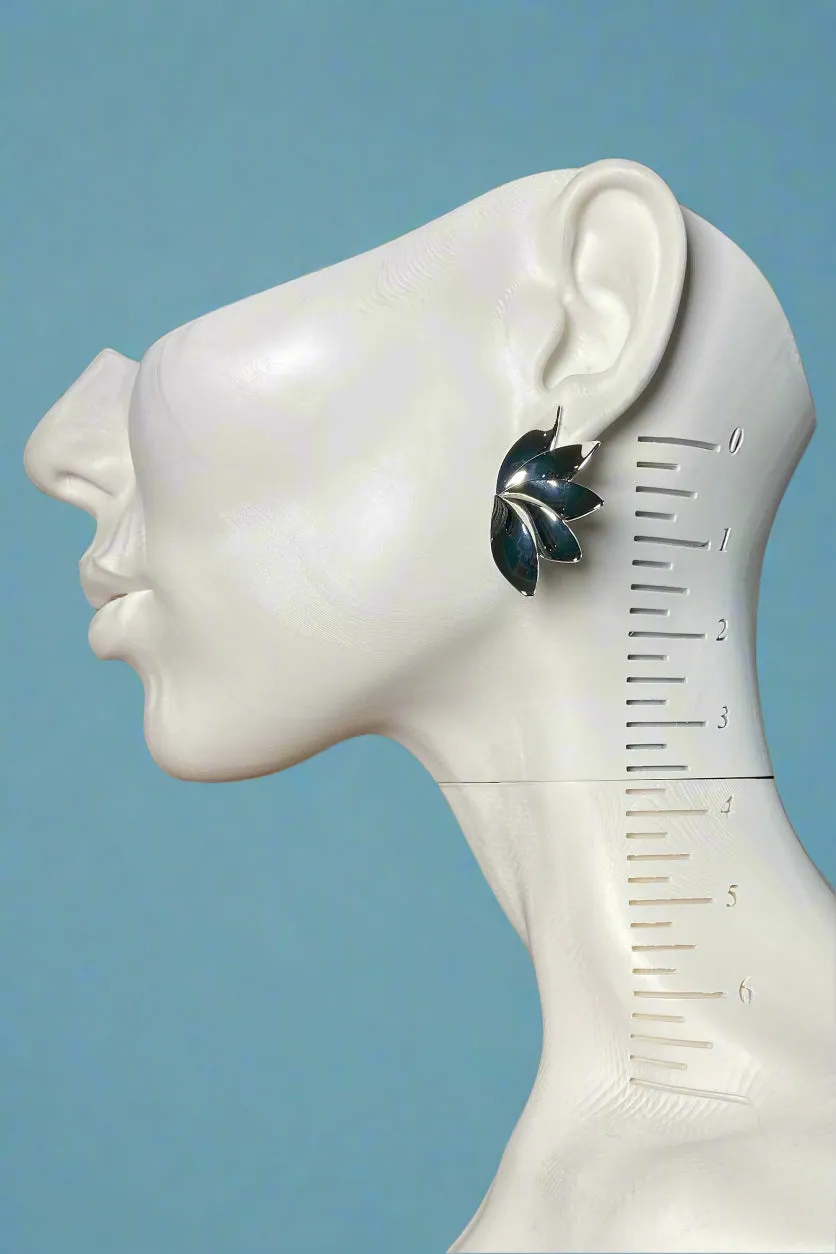 Silver Half Petal Earrings