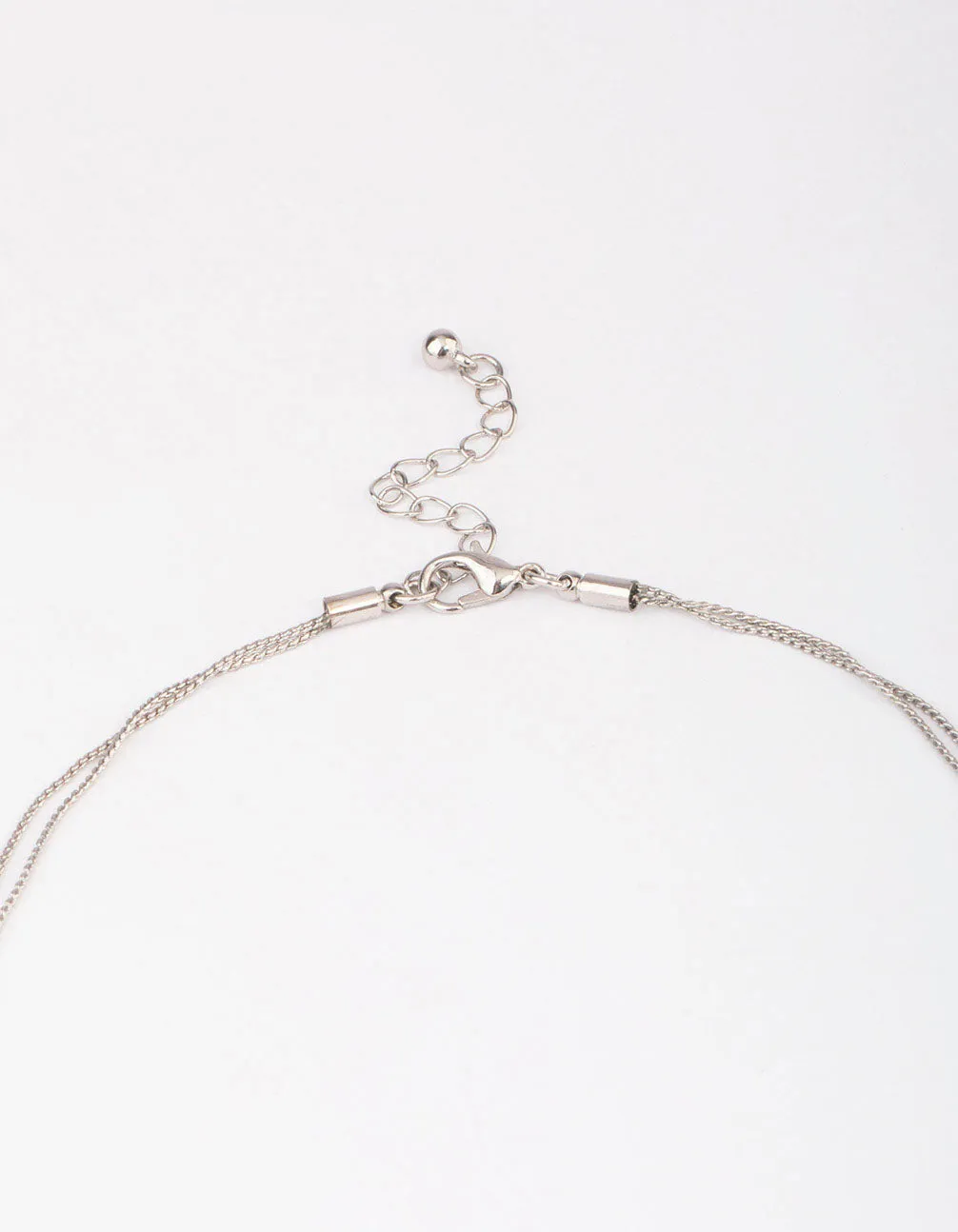 Silver Organic Round Circle Layered Necklace