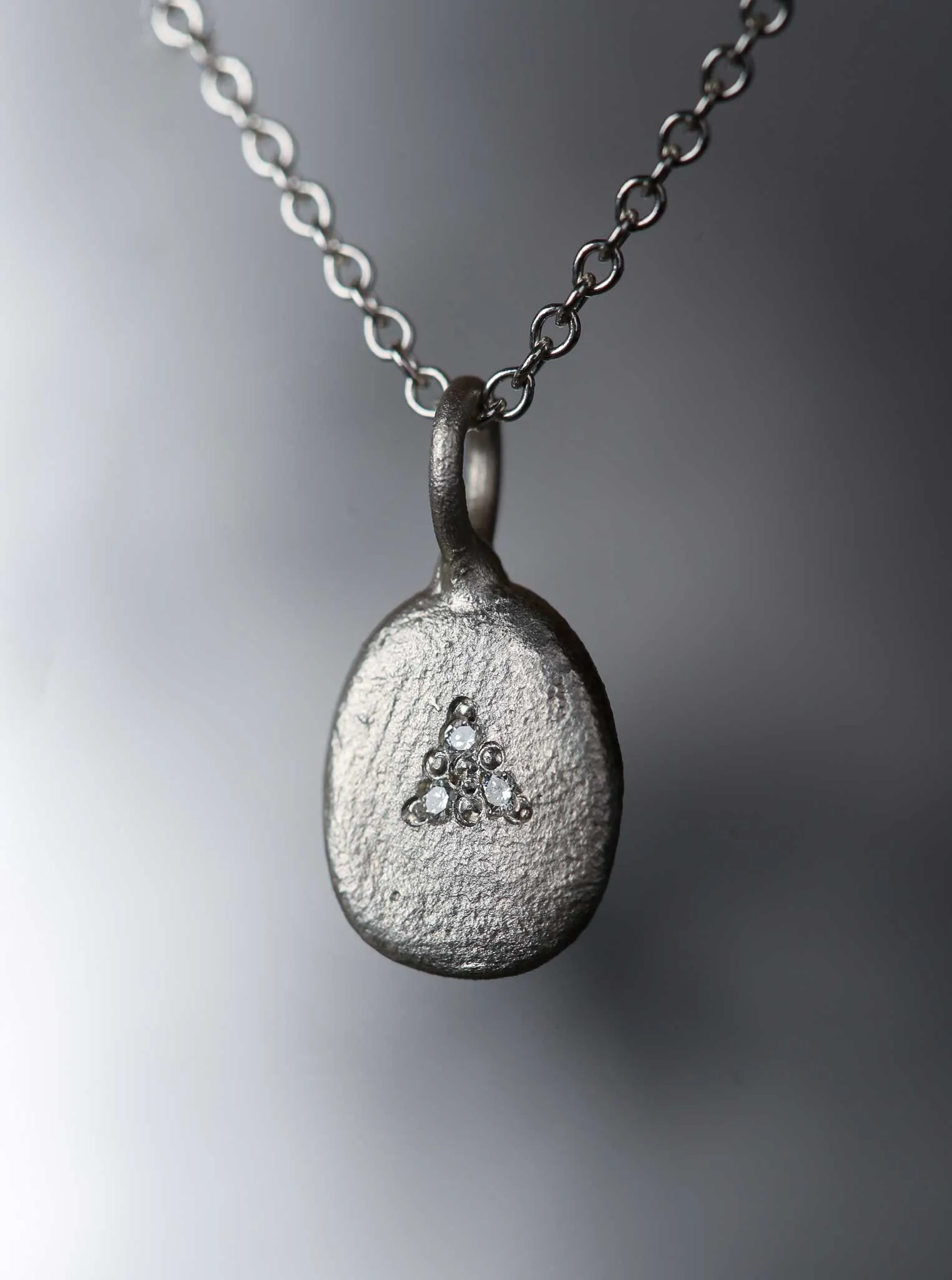 Silver Pendant with White Diamond Detail