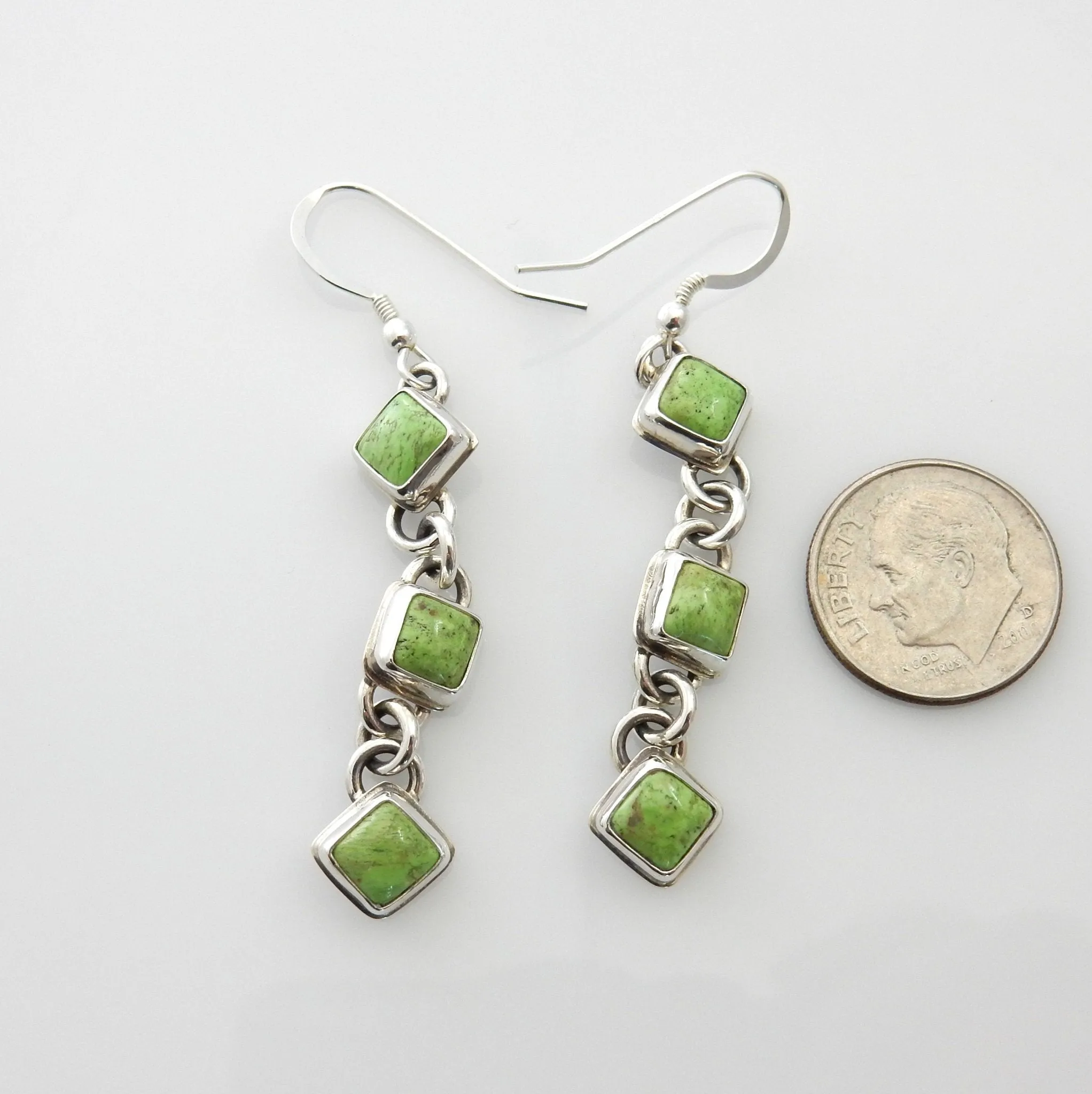 Simple Sterling Silver Gaspeite Dangle Earrings