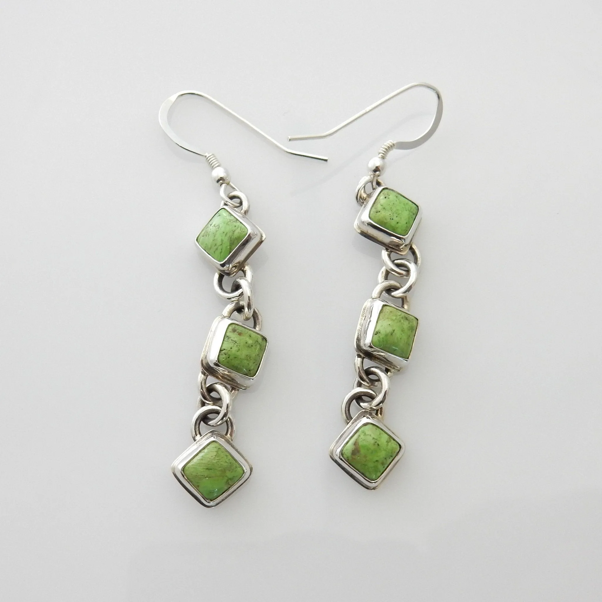 Simple Sterling Silver Gaspeite Dangle Earrings