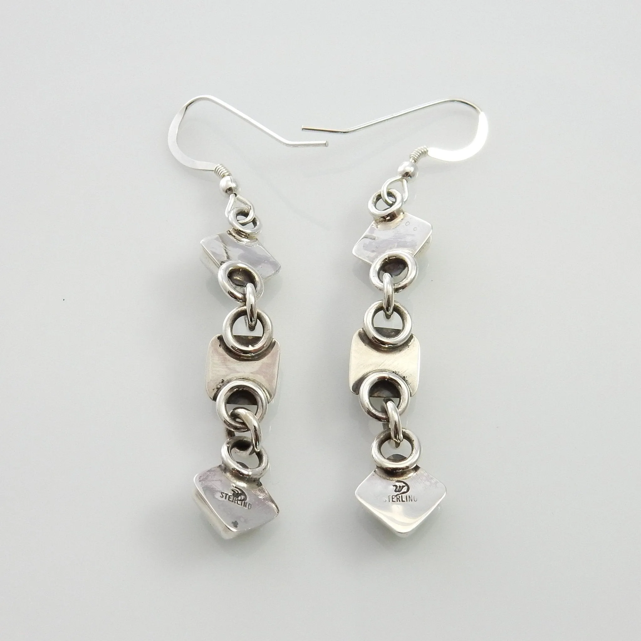 Simple Sterling Silver Gaspeite Dangle Earrings