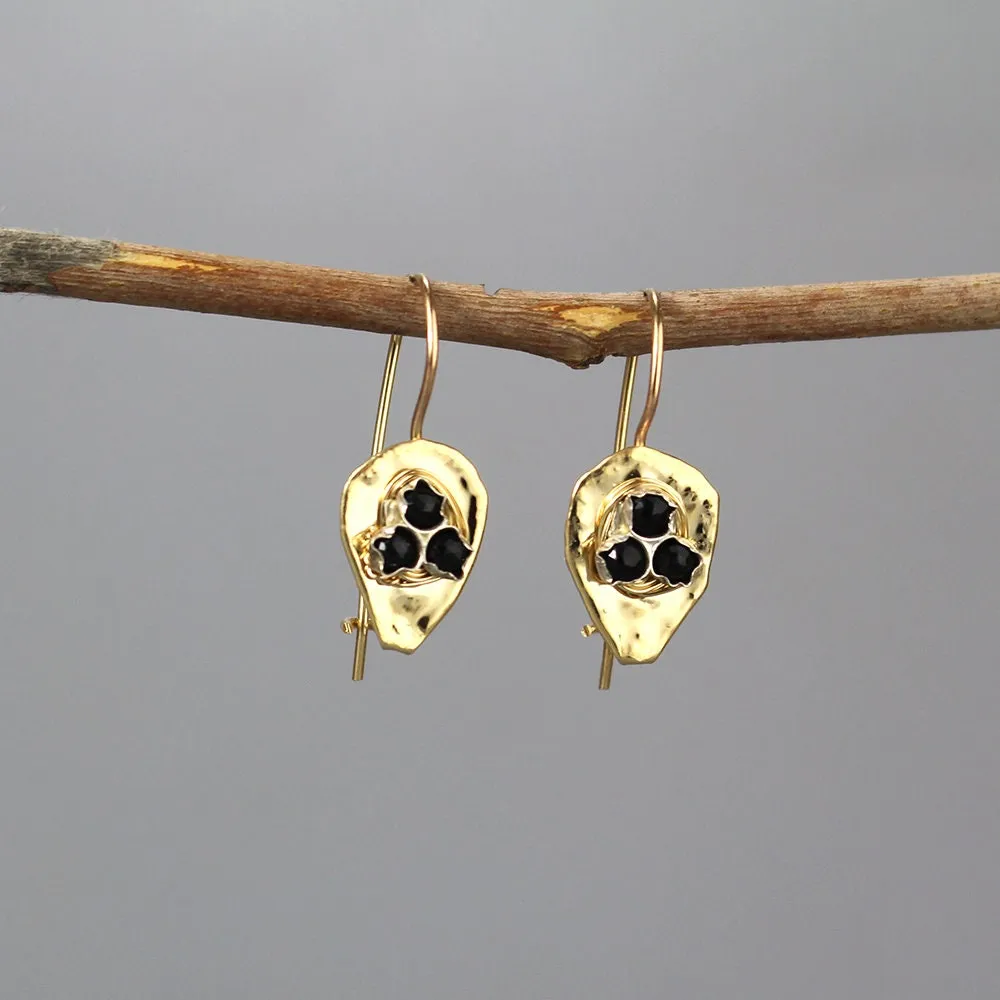 Small Onyx Shield Earrings