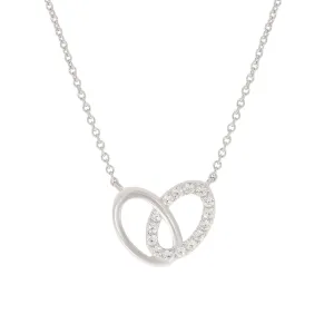 Sterling Silver Cubic Zirconia Interlocked Circles Necklace