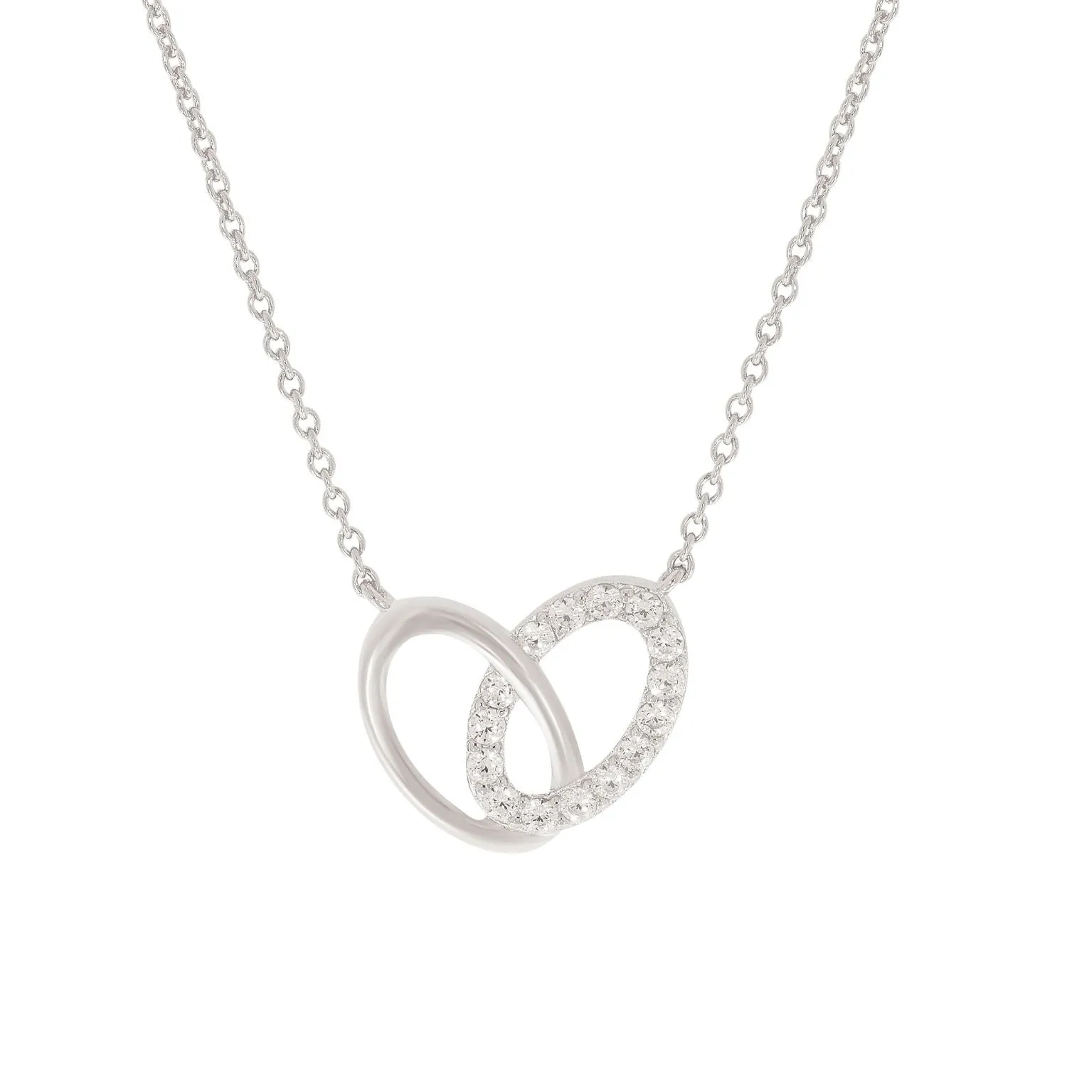 Sterling Silver Cubic Zirconia Interlocked Circles Necklace