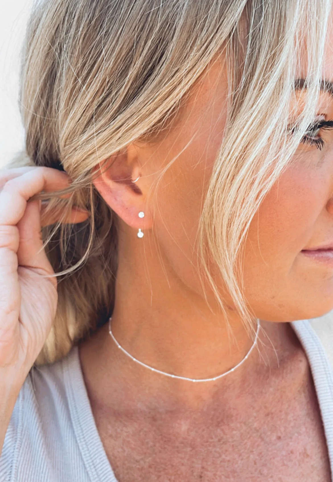 Sterling Silver Ear Jacket Stud Earrings