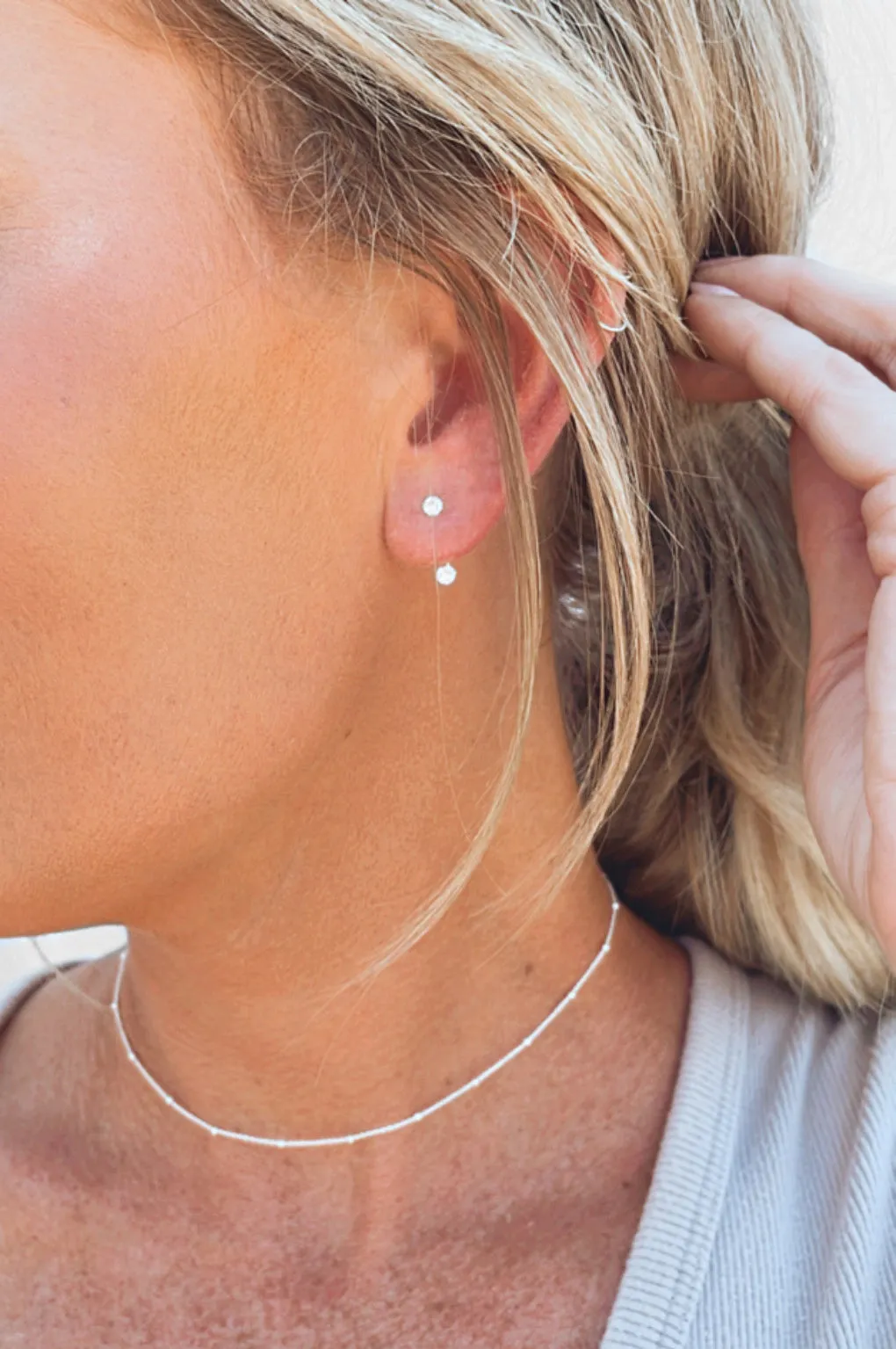 Sterling Silver Ear Jacket Stud Earrings