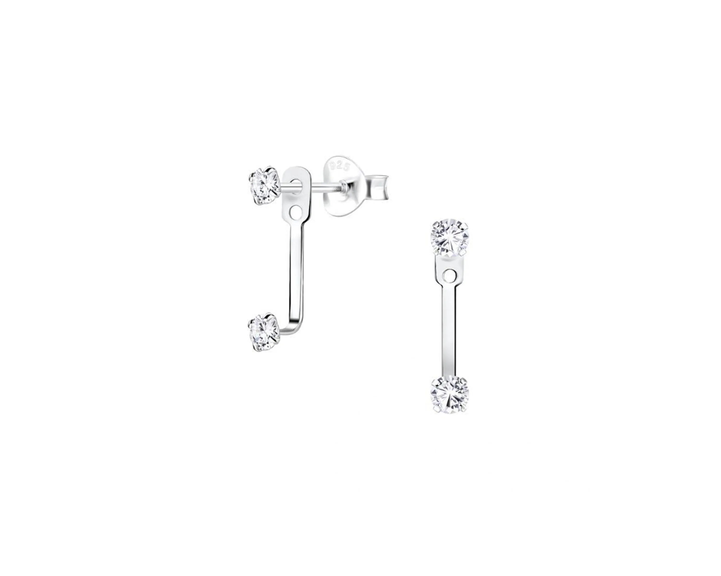 Sterling Silver Ear Jacket Stud Earrings