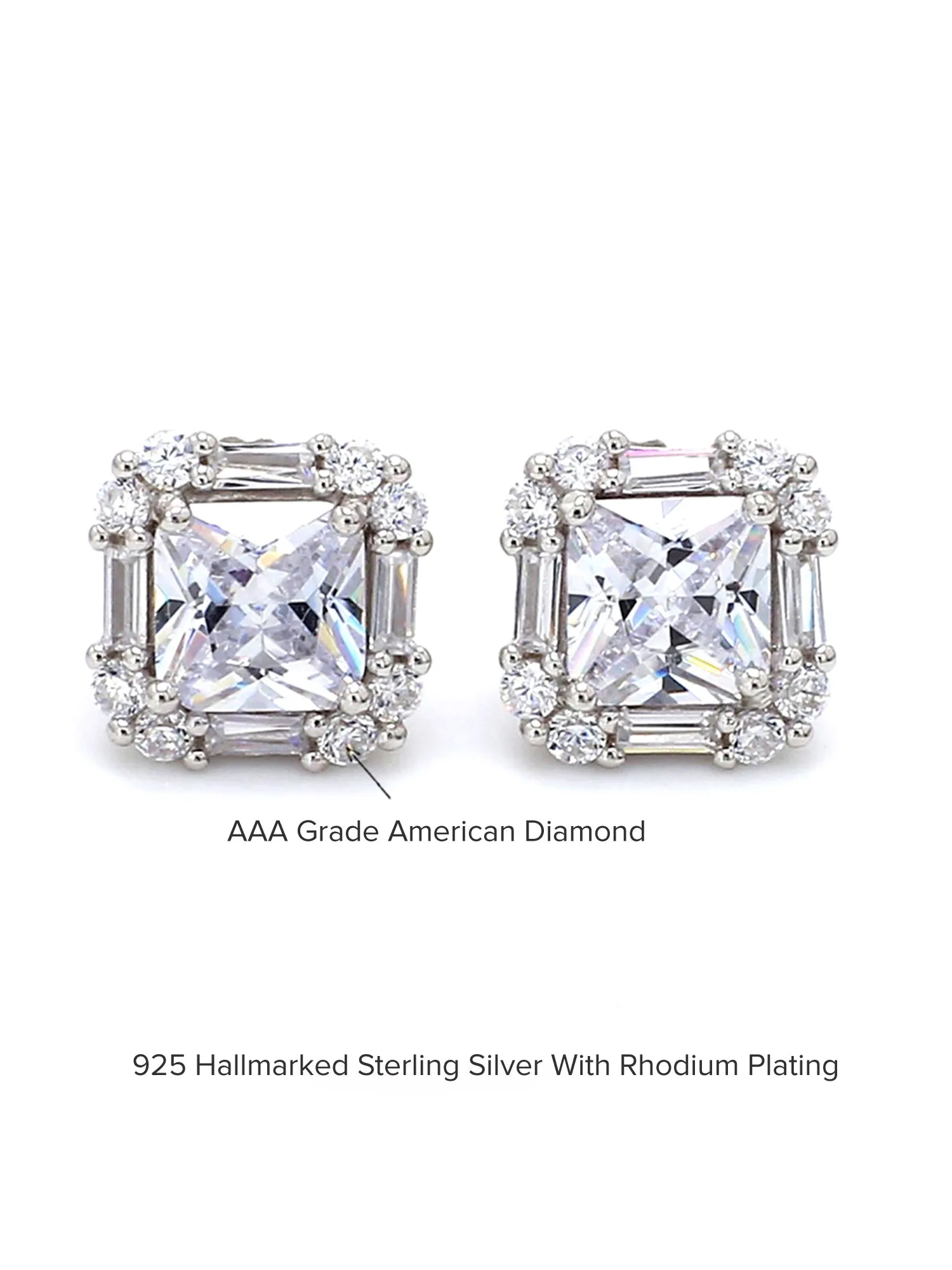 Stunning Square 1 Carat American Diamond Earring