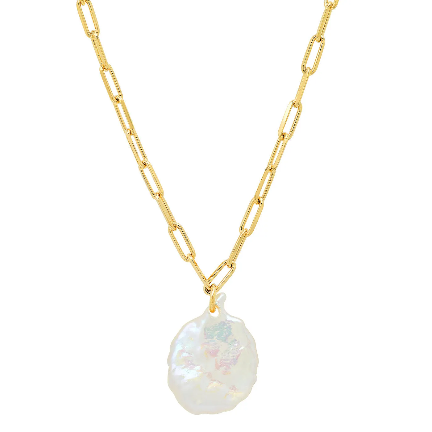 Tai Gold vermeil link chain necklace with organic pearl charm