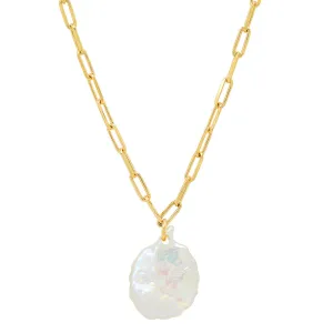 Tai Gold vermeil link chain necklace with organic pearl charm