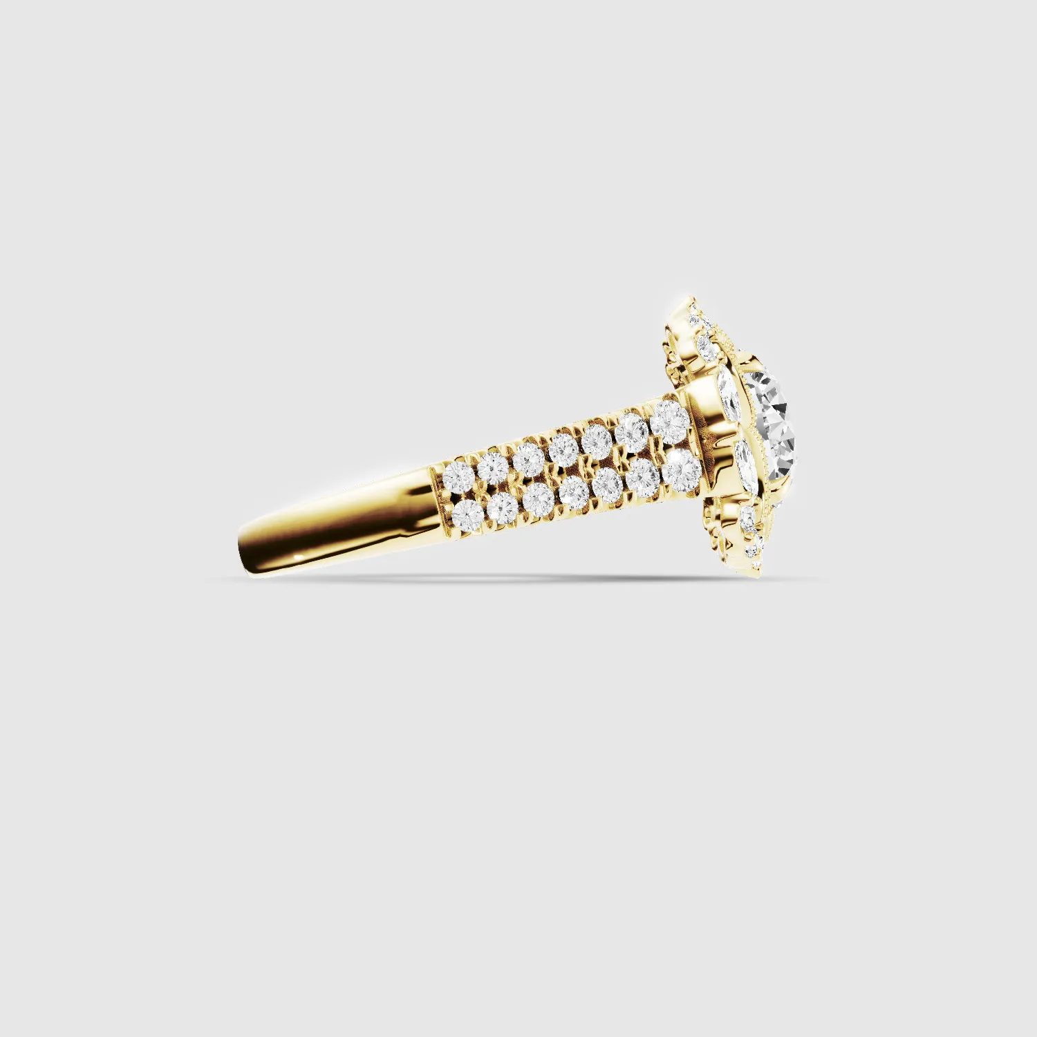 The Baroness – Lab Grown Fancy Diamond Halo Solitaire Ring-Round
