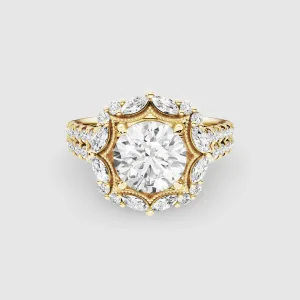 The Baroness – Lab Grown Fancy Diamond Halo Solitaire Ring-Round