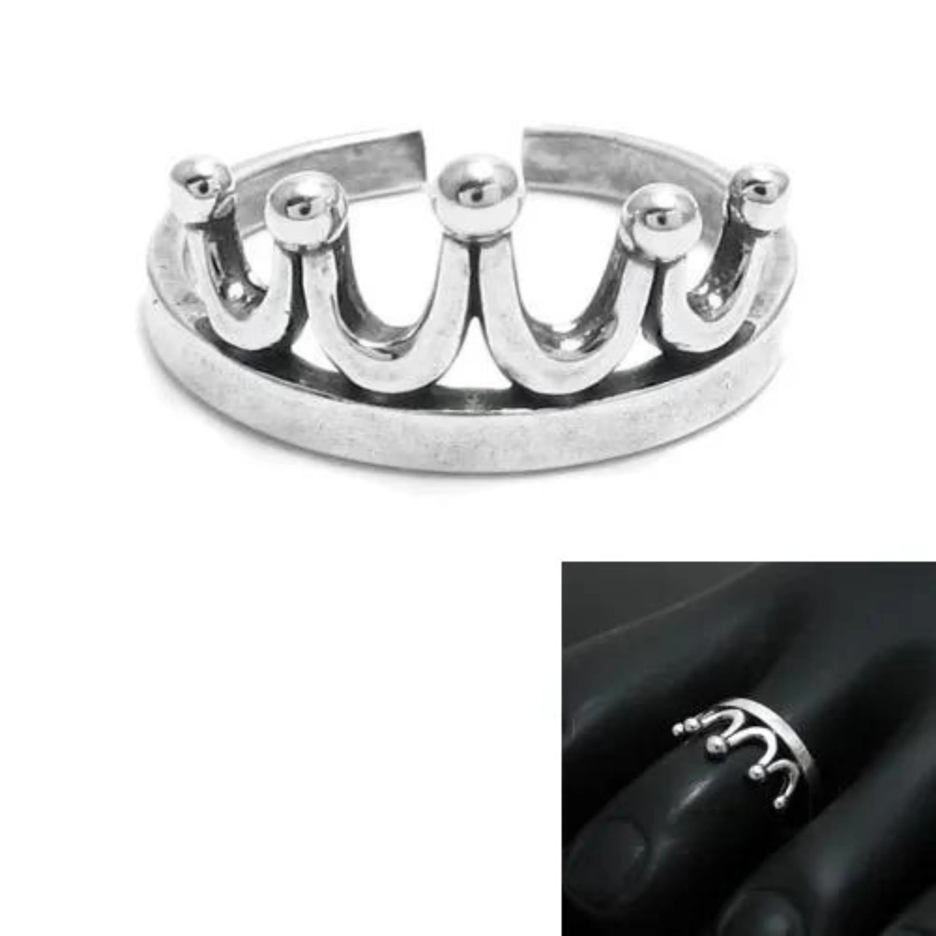 Toe Ring for Women | 925 Sterling Silver Crown Ring for Her | Adjustable Tiara Toe Finger Ring | Gift for Anniversary