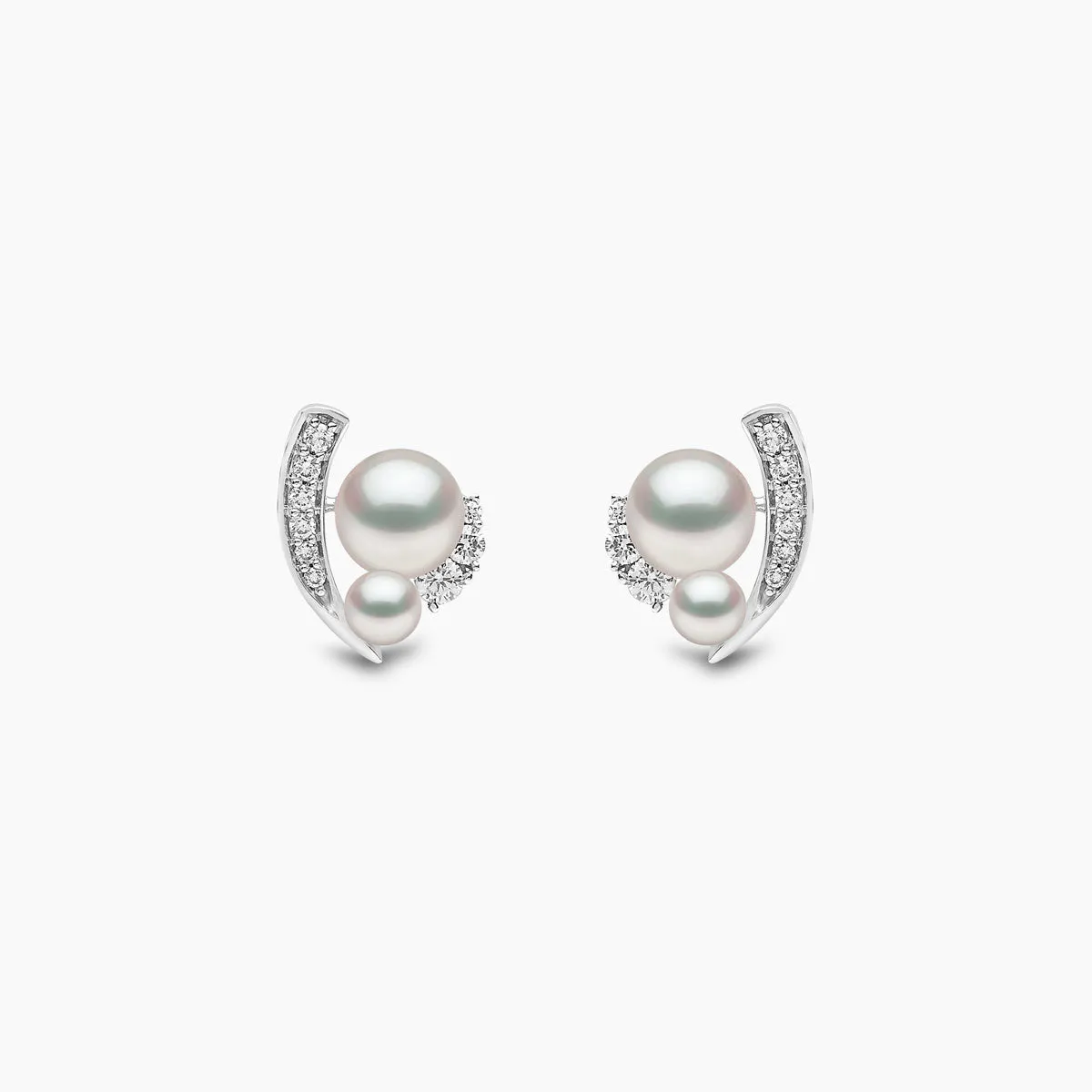 Trend 18K Gold Freshwater Pearl And Diamond Mini Apex Stud Earrings