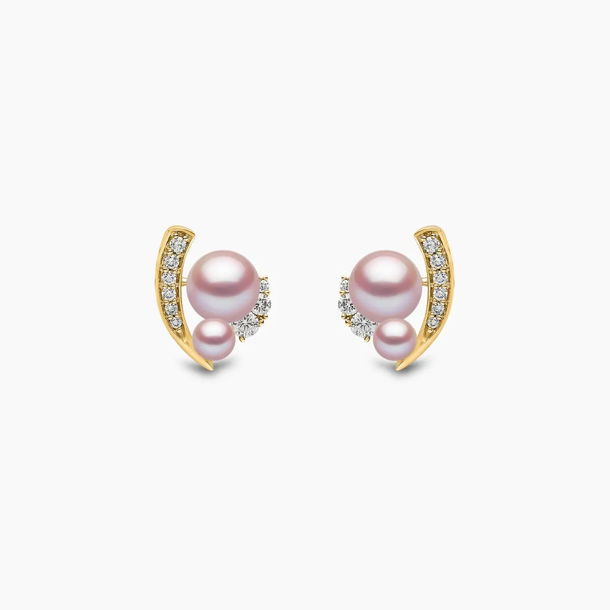 Trend 18K Gold Freshwater Pearl And Diamond Mini Apex Stud Earrings