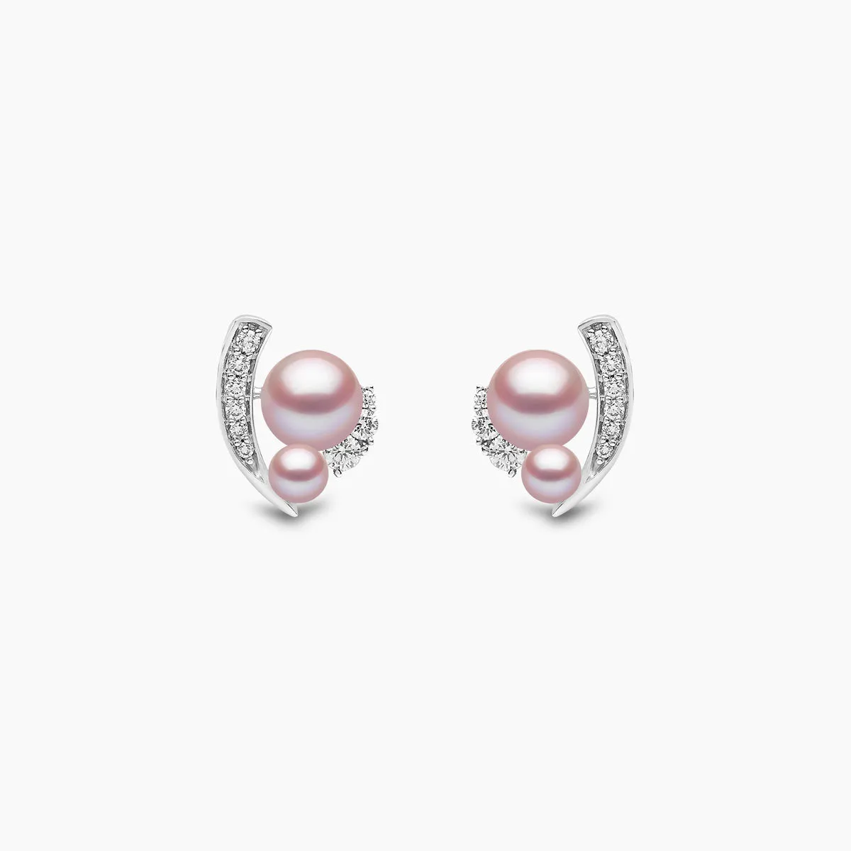 Trend 18K Gold Freshwater Pearl And Diamond Mini Apex Stud Earrings