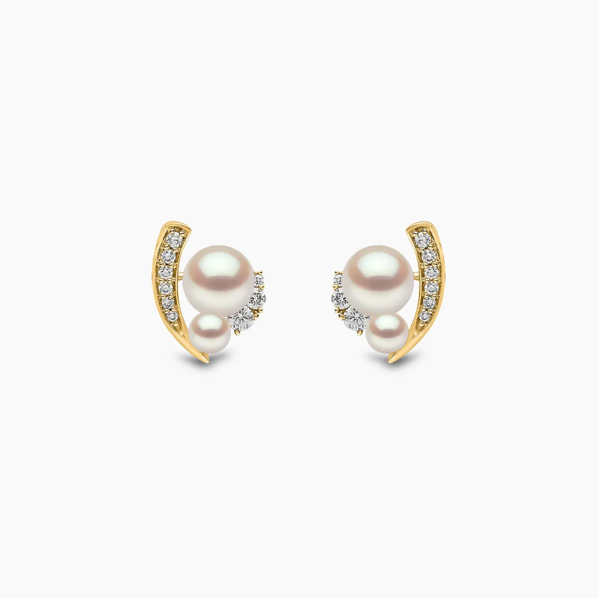 Trend 18K Gold Freshwater Pearl And Diamond Mini Apex Stud Earrings