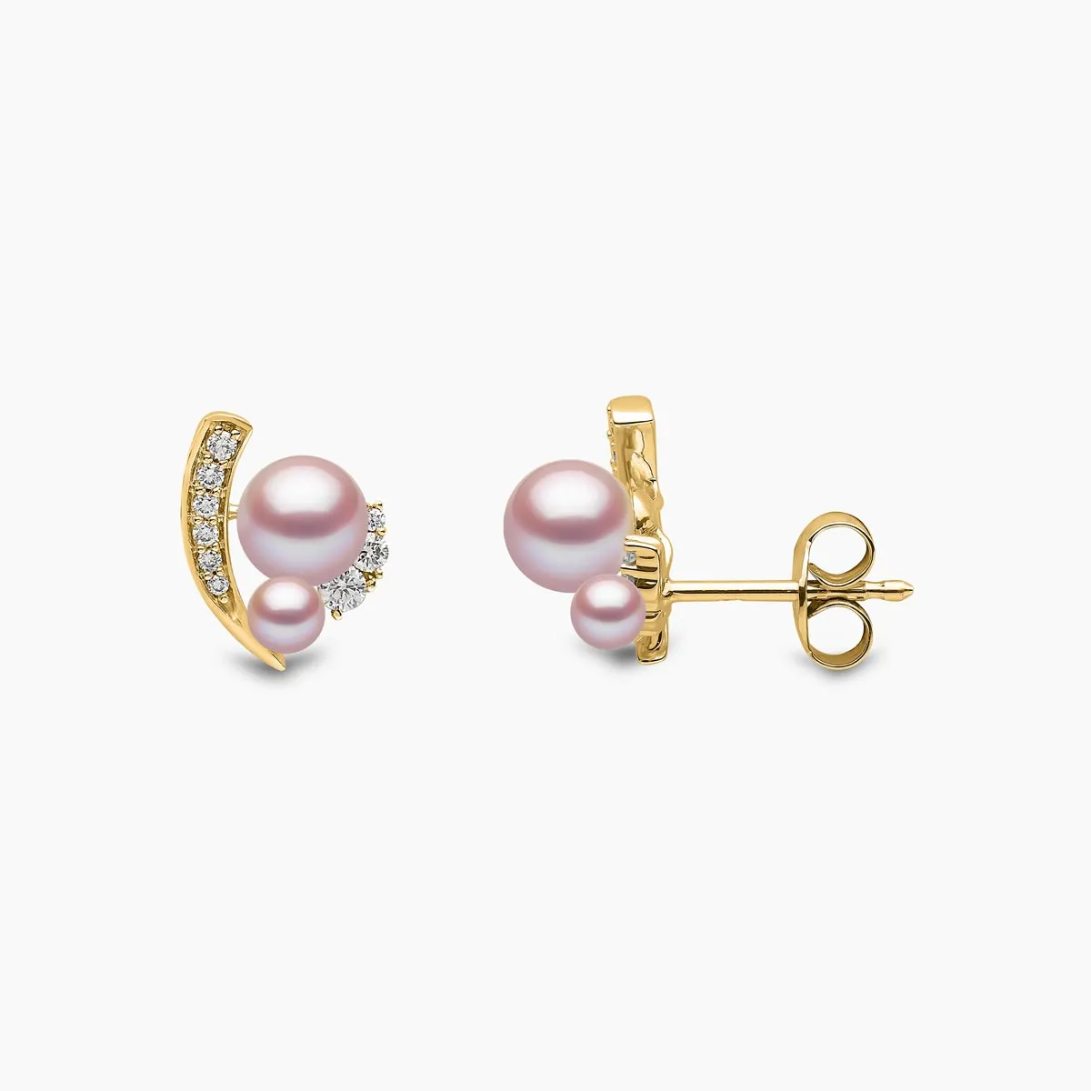 Trend 18K Gold Freshwater Pearl And Diamond Mini Apex Stud Earrings
