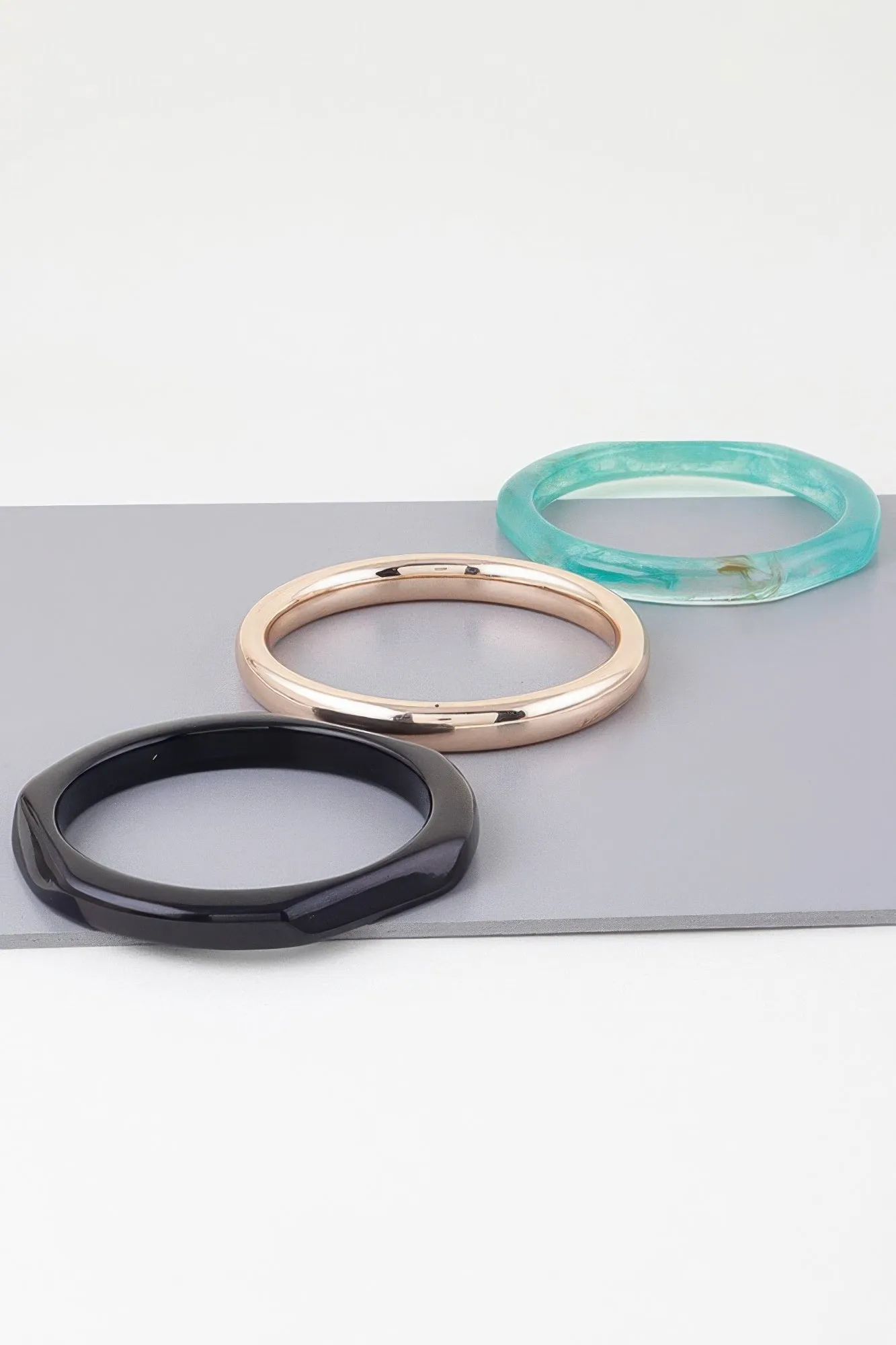 Triple Geometric Marble Bracelet