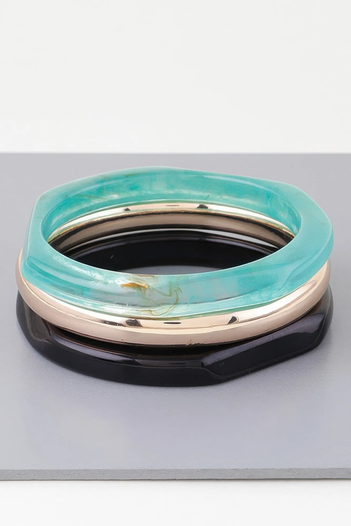 Triple Geometric Marble Bracelet