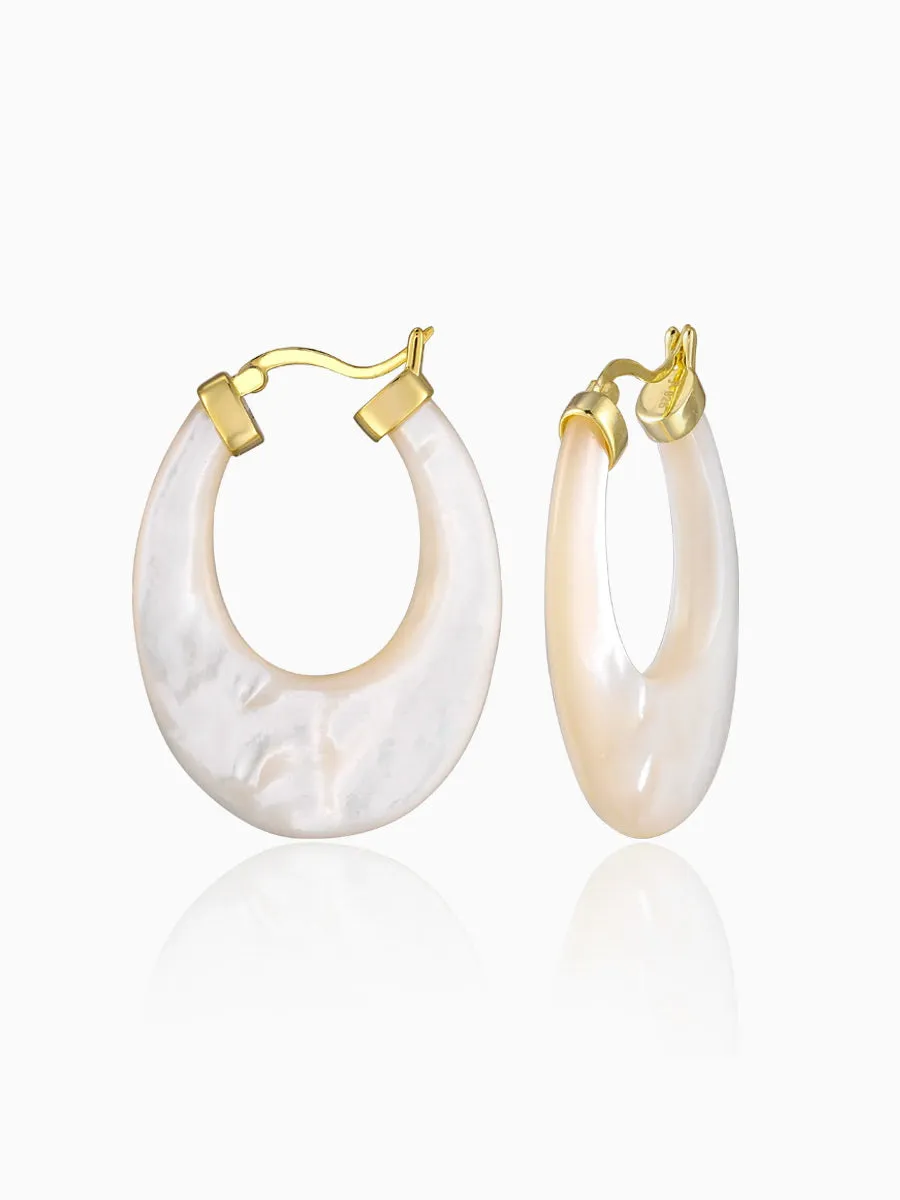Unique Mother of Pearl Hoop Earrings
